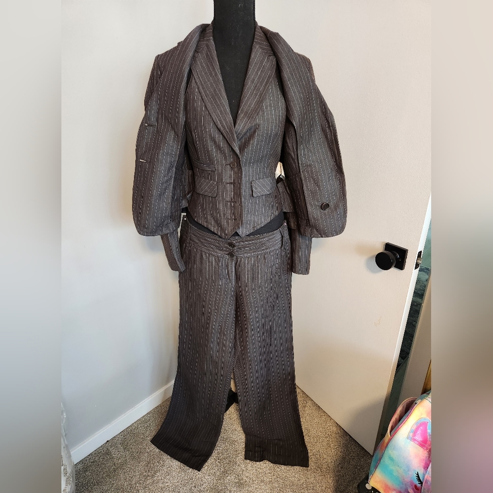 3 piece linen style pant suit